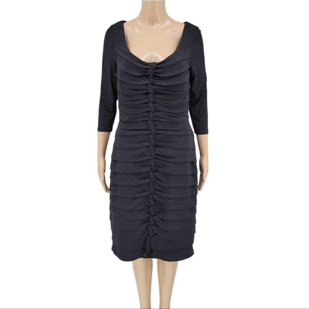 Jax Little Black Dress Pleated Layered Twist Knot Detail Women's Size 8